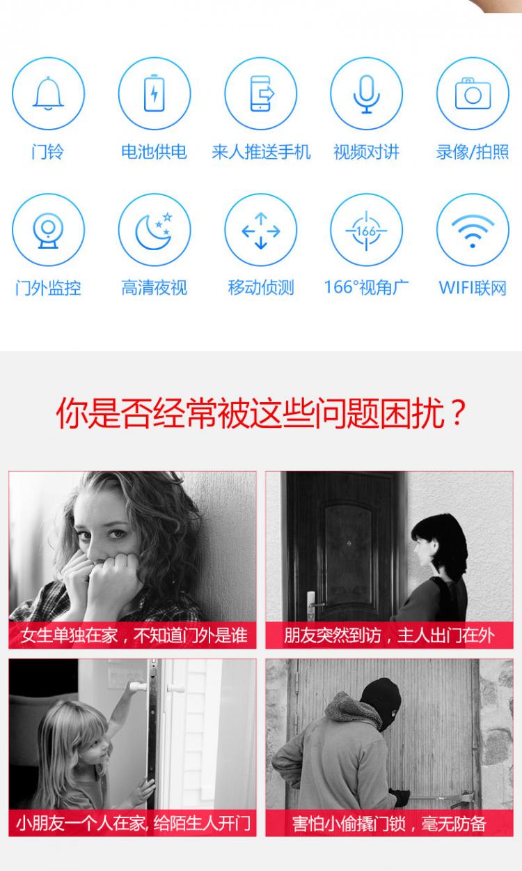 涂鸦USB低功耗电池可视门铃DB602 tuya可视门铃 第3张