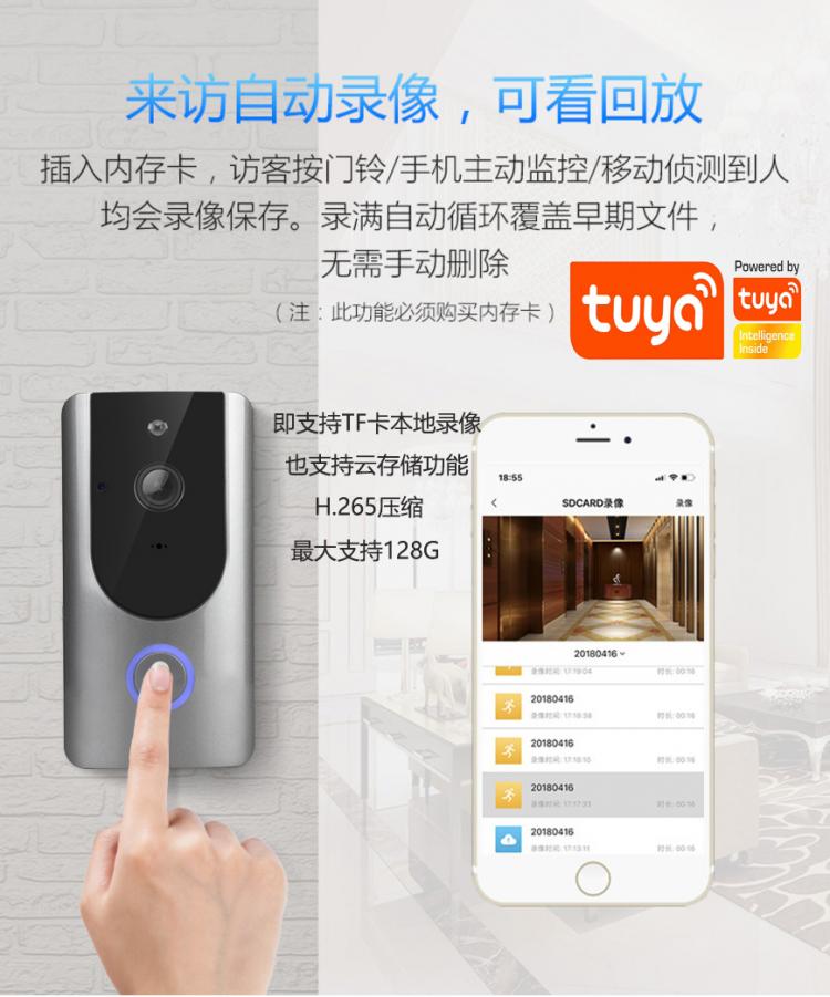 涂鸦智能低功耗电池可视门铃DB601 tuya可视门铃 第9张