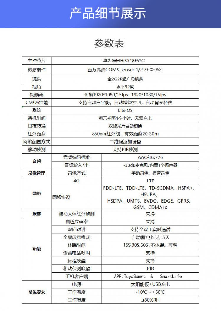涂鸦智能4G太阳能监控无线低功耗室外防水枪机Tuya摄像机电池摄像头 4G太阳能摄像机 第22张