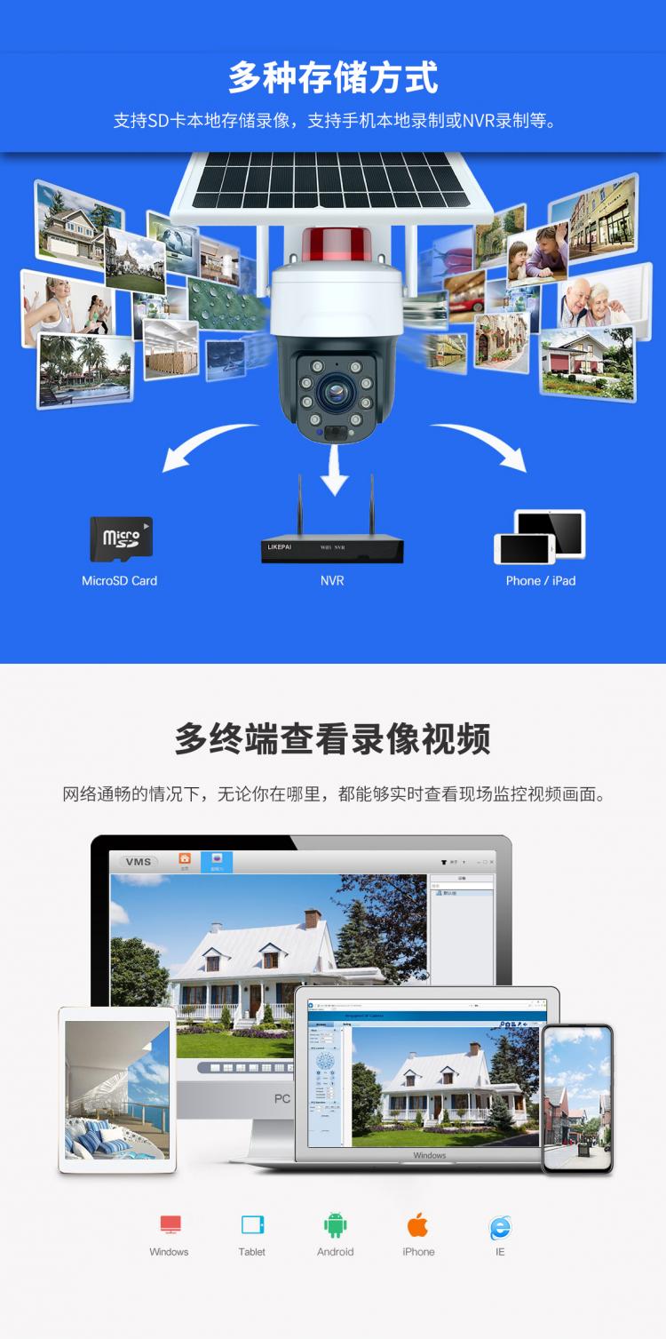 30倍光学变焦防水户外太阳能4G+WIFI监控球机无线360°云台摄像头 4G监控摄像机 第10张